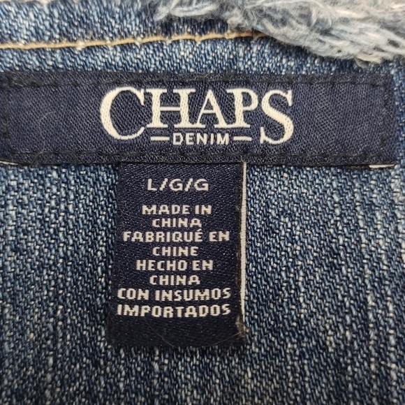 Chaps Women's Blue Raw Neckline Jean Jacket Size L - Picture 8 of 9